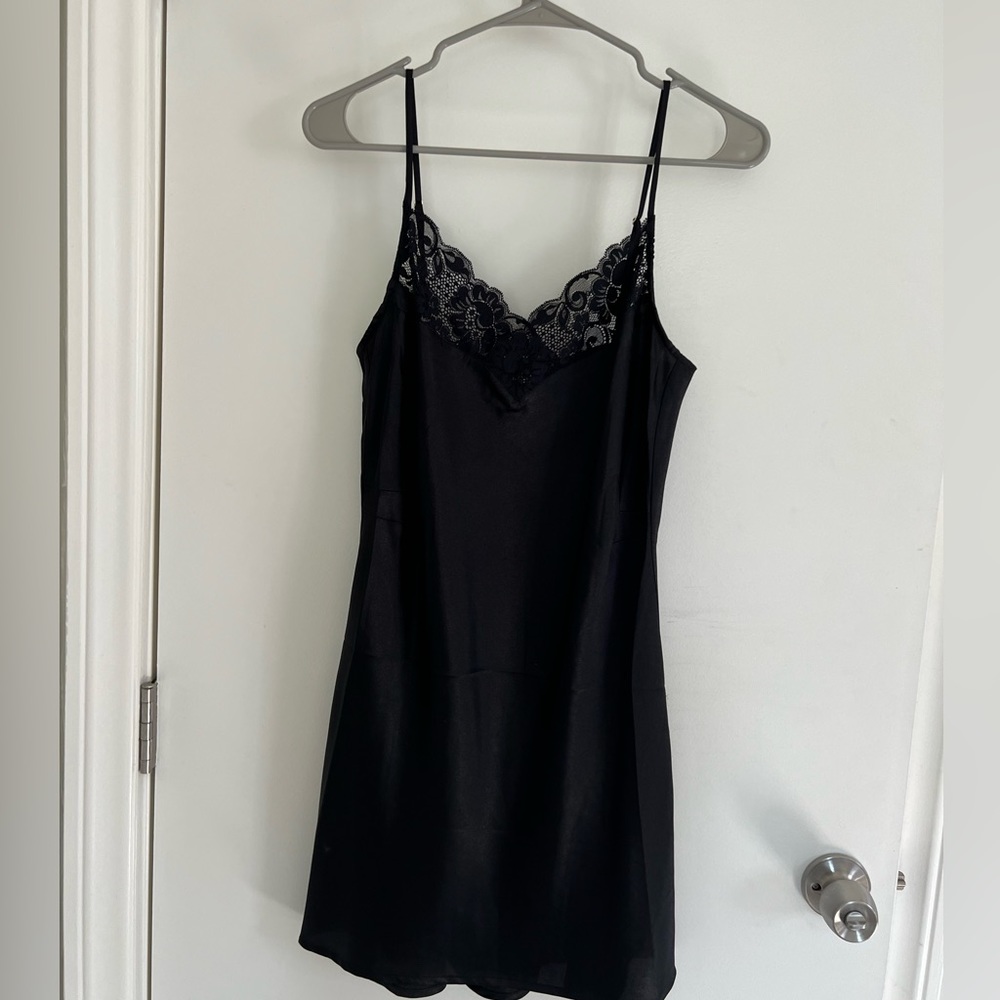 We Are HAH mini black silk slip dress